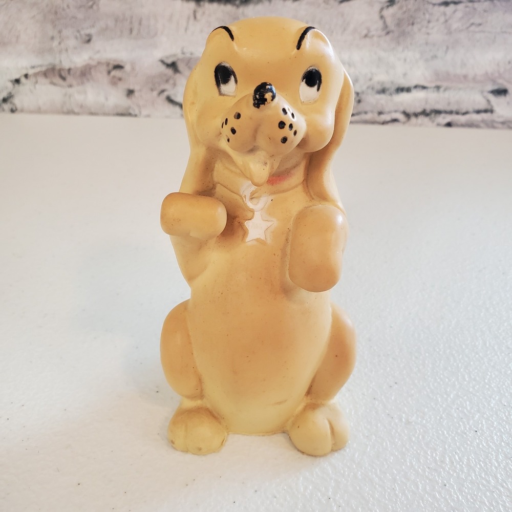 Vintage Begging Dog Squeak Toy Squeaker "Star" Collar Rubber Sound Works‎